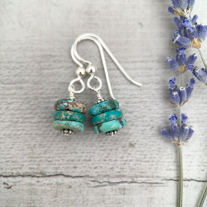 Natural Turquoise Earrings | Sterling Silver | December Birthstone | Handmade in the USA - SunlightSilver