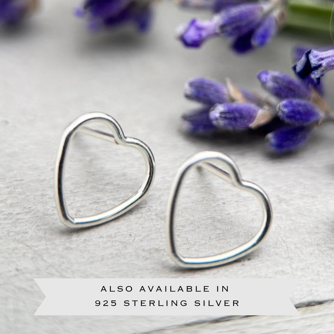 Gold Heart Stud Earrings - 14k Yellow Gold Fill, Love Symbol Gift For Her Jewelry, Post Earrings - SunlightSilver