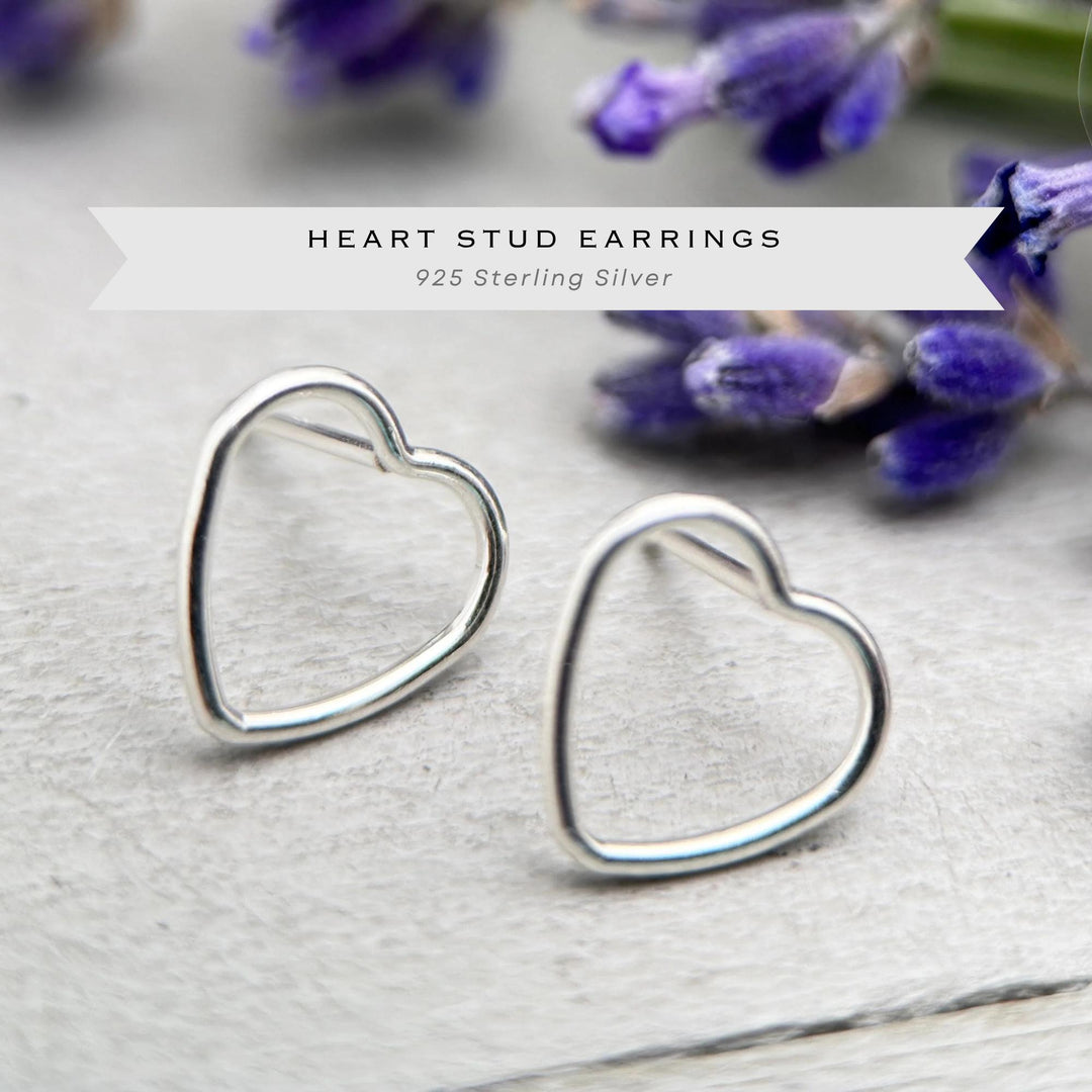 Heart Stud Earrings • Sterling Silver or Gold Filled • Minimalist Dainty Jewelry • Gift for Her - SunlightSilver