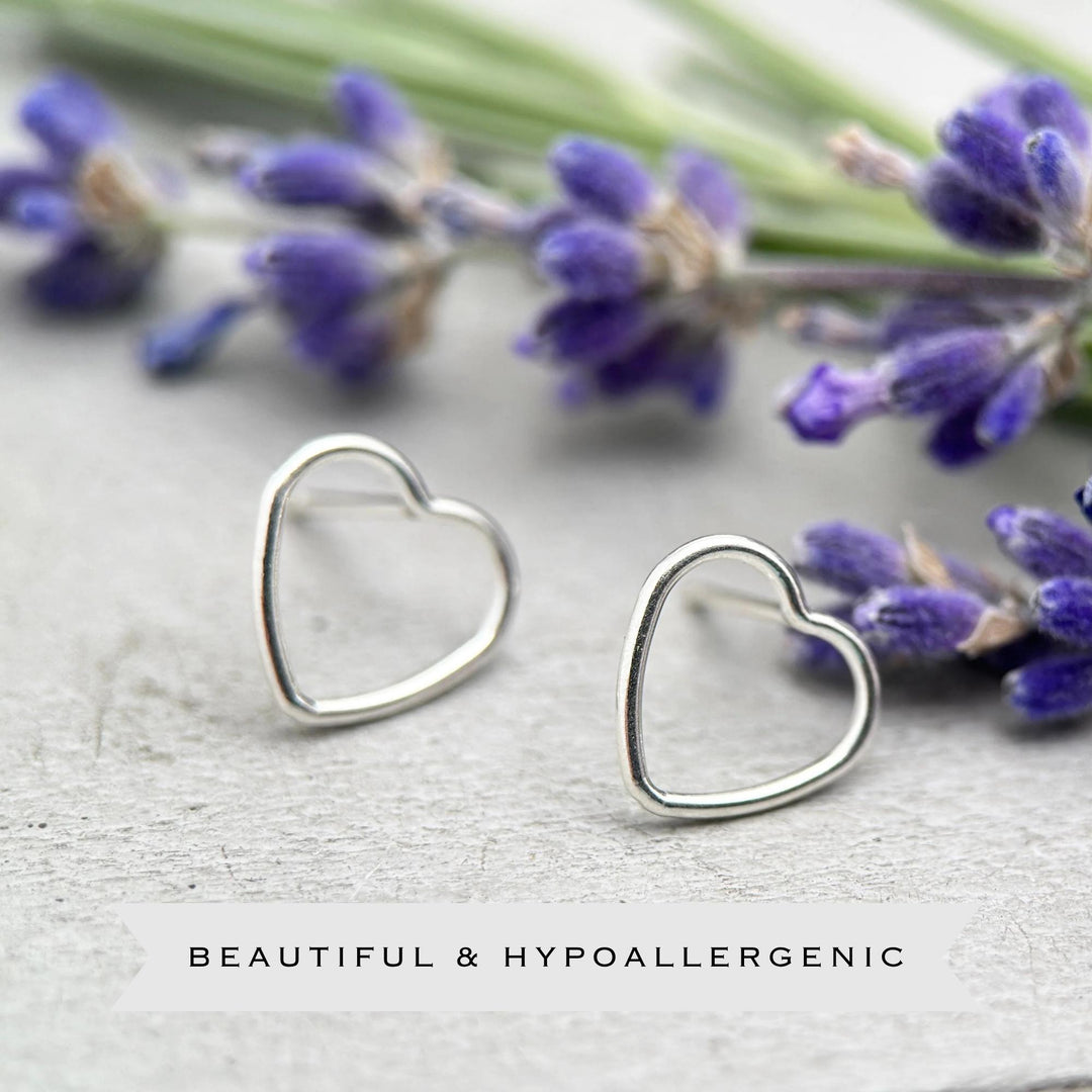 Heart Stud Earrings • Sterling Silver or Gold Filled • Minimalist Dainty Jewelry • Gift for Her - SunlightSilver