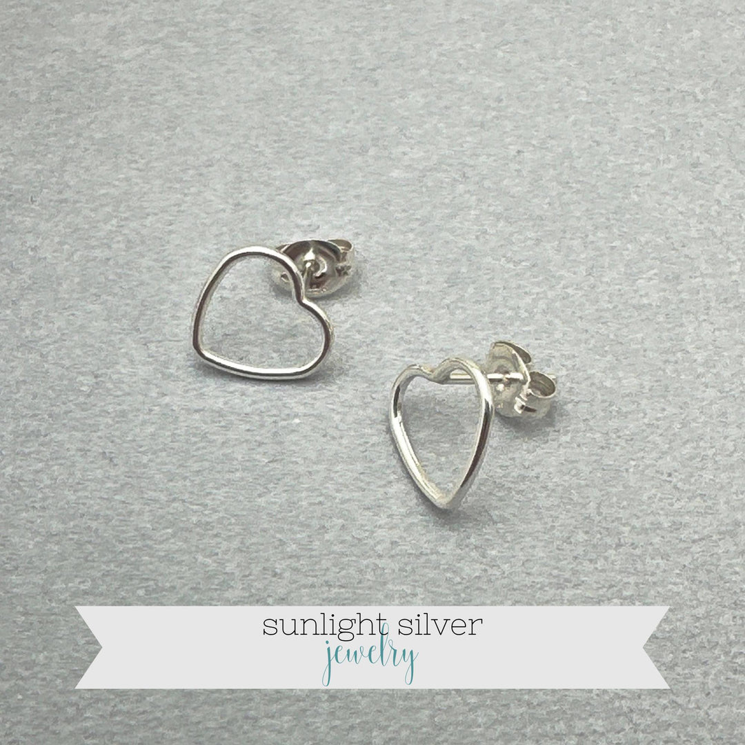 Heart Stud Earrings • Sterling Silver or Gold Filled • Minimalist Dainty Jewelry • Gift for Her - SunlightSilver