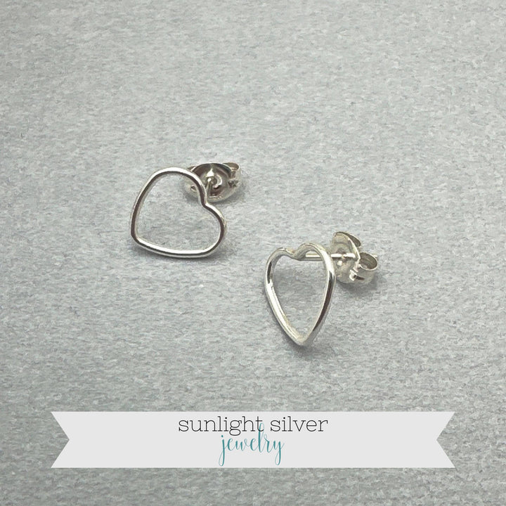 Heart Stud Earrings • Sterling Silver or Gold Filled • Minimalist Dainty Jewelry • Gift for Her - SunlightSilver