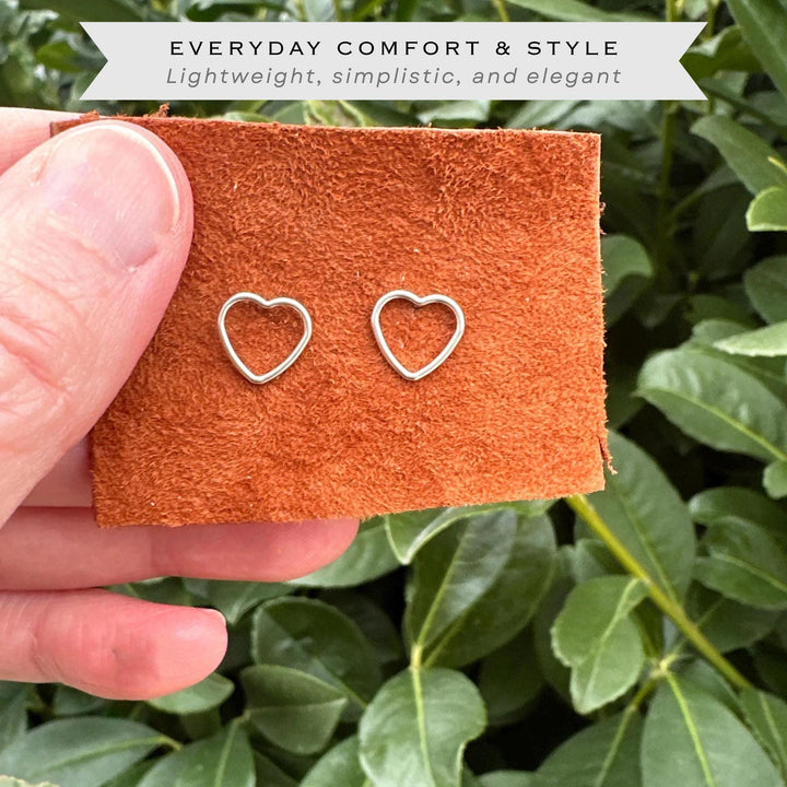 Heart Stud Earrings • Sterling Silver or Gold Filled • Minimalist Dainty Jewelry • Gift for Her - SunlightSilver