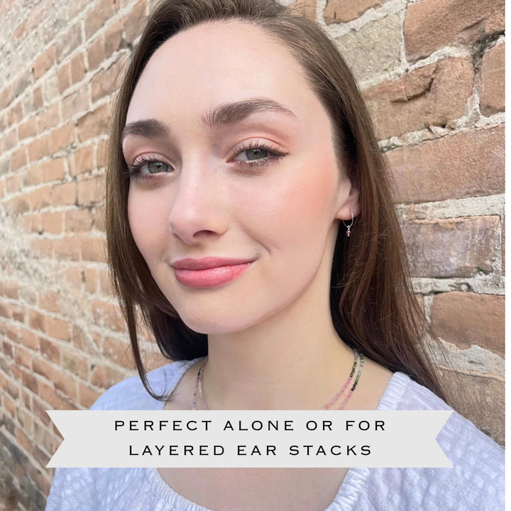 Pearl Charm Hoop Earrings | Sterling Silver, Yellow or Rose Gold-Fill | June Birthstone - SunlightSilver