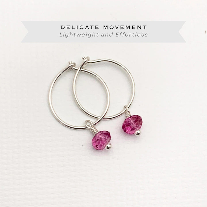 Pink Topaz Hoop Earrings - Silver, Rose or Yellow Gold - November Birthstone Jewelry - SunlightSilver