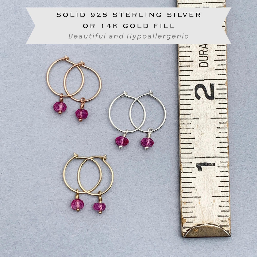 Pink Topaz Hoop Earrings - Silver, Rose or Yellow Gold - November Birthstone Jewelry - SunlightSilver