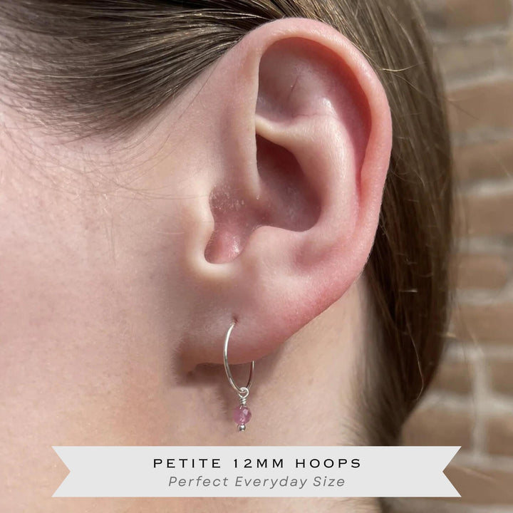 Smoky Quartz Charm Hoop Earrings | Sterling Silver, 14k Yellow or Rose Gold Fill - SunlightSilver
