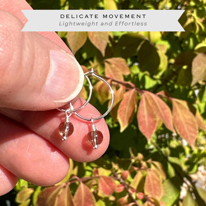 Smoky Quartz Charm Hoop Earrings | Sterling Silver, 14k Yellow or Rose Gold Fill - SunlightSilver