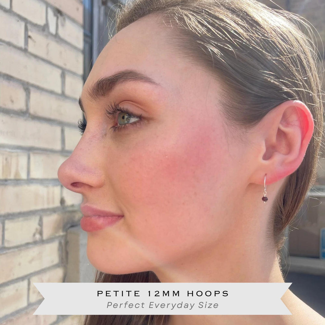 Ruby Hoop Earrings | Sterling Silver, Yellow or Rose Gold | July Birthstone Gift - SunlightSilver