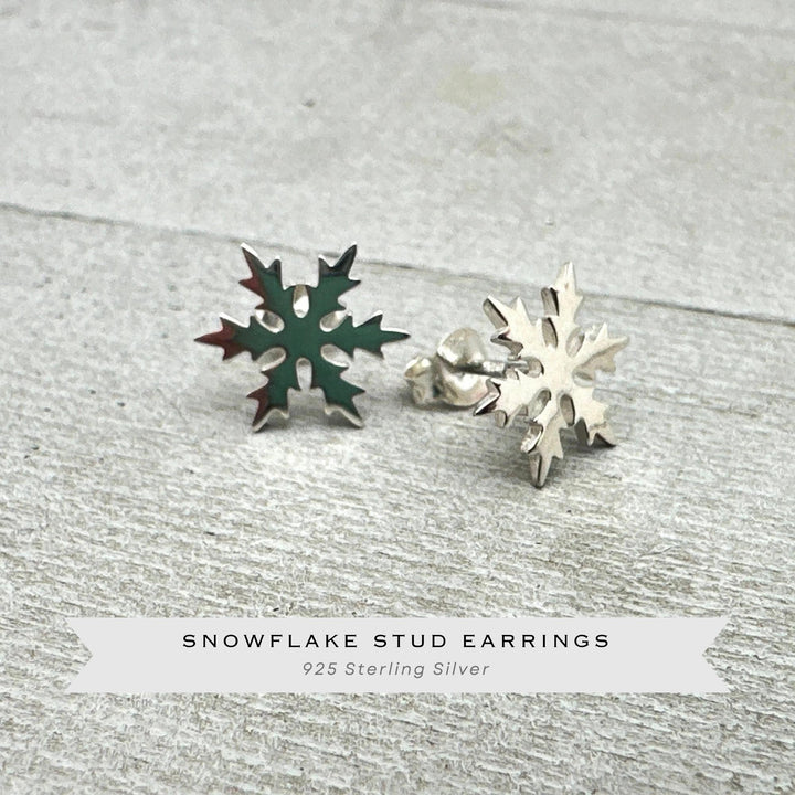 Sterling Silver Snowflake Stud Earrings – Winter Jewelry Gift - SunlightSilver