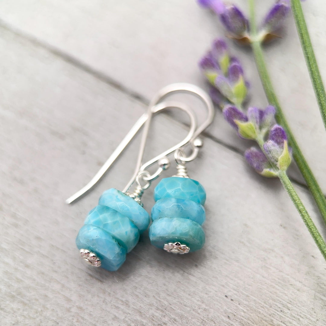 Larimar and Solid 925 Sterling Silver Earrings - SunlightSilver
