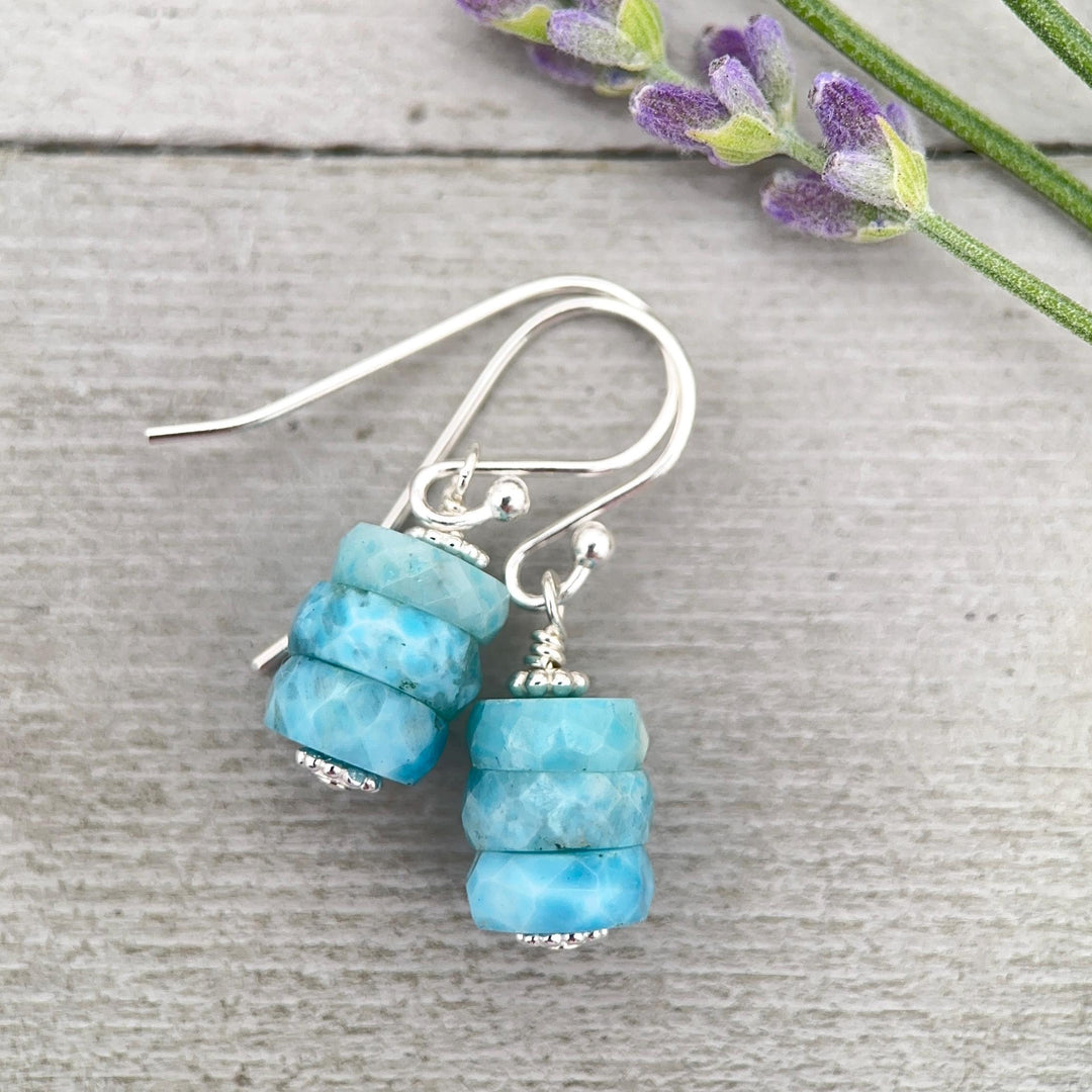 Larimar and Solid 925 Sterling Silver Earrings - SunlightSilver
