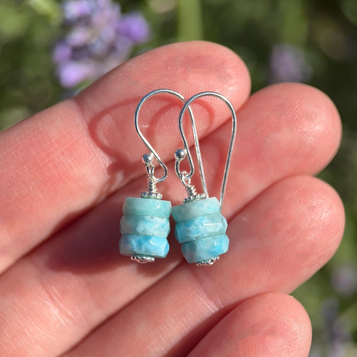 Larimar and Solid 925 Sterling Silver Earrings - SunlightSilver
