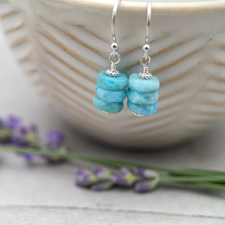 Larimar and Solid 925 Sterling Silver Earrings - SunlightSilver