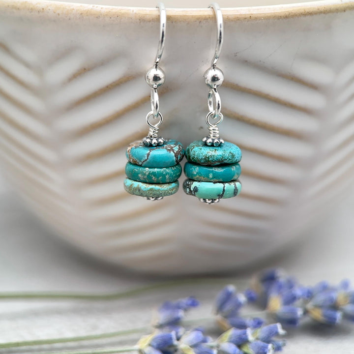 Natural Turquoise Earrings | Sterling Silver | December Birthstone | Handmade in the USA - SunlightSilver
