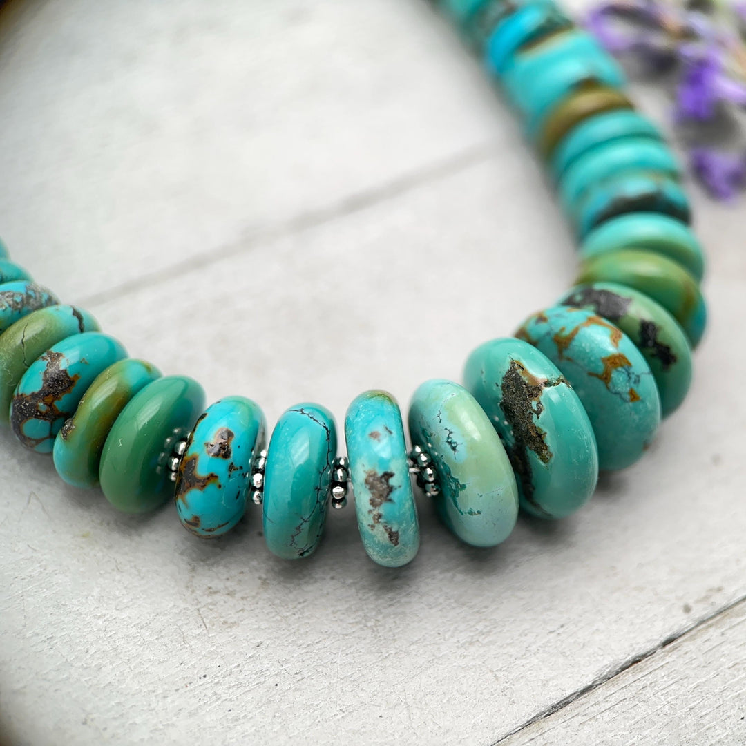 Turquoise Necklace - Graduated Multi-color Turquoise Necklace - Handmade Jewelry Gift For Her - SunlightSilver