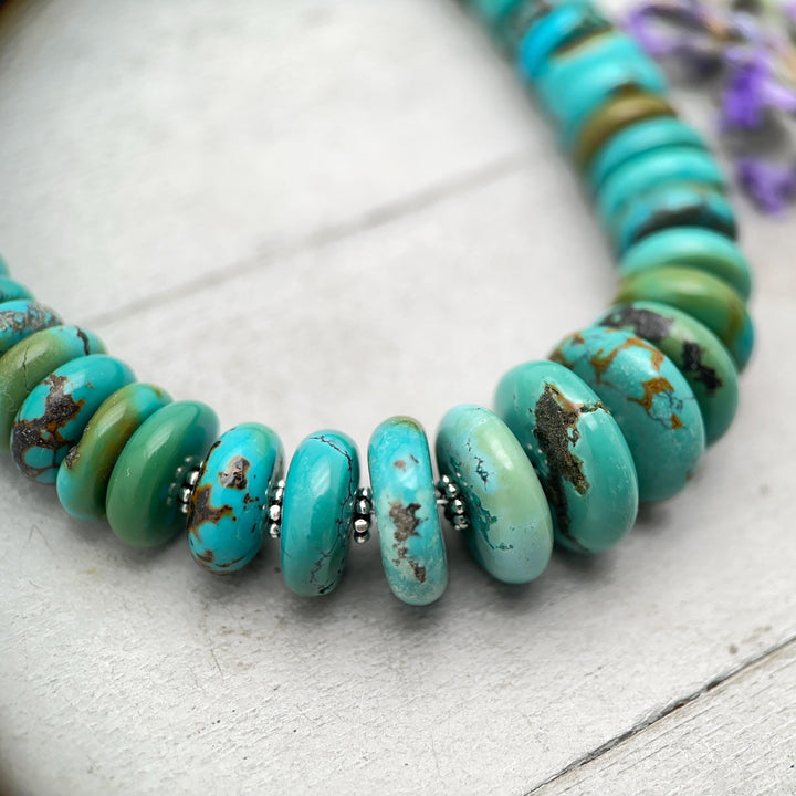 Turquoise Necklace - Graduated Multi-color Turquoise Necklace - Handmade Jewelry Gift For Her - SunlightSilver