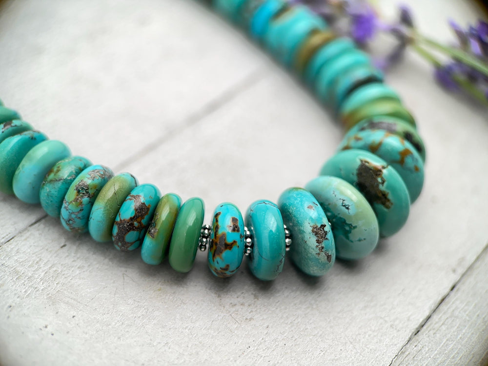 Turquoise Necklace - Graduated Multi-color Turquoise Necklace - Handmade Jewelry Gift For Her - SunlightSilver