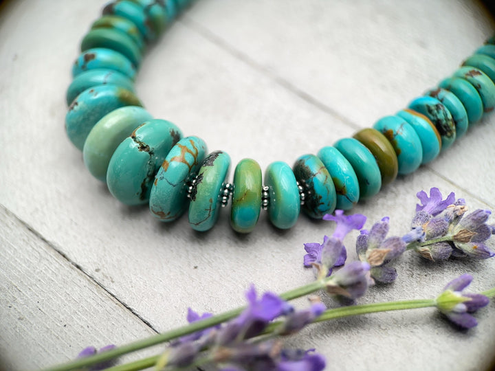 Turquoise Necklace - Graduated Multi-color Turquoise Necklace - Handmade Jewelry Gift For Her - SunlightSilver