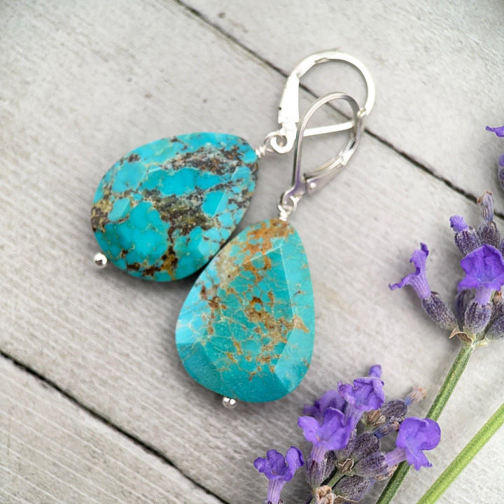 Sleeping Beauty Turquoise and Sterling Silver Earrings - SunlightSilver