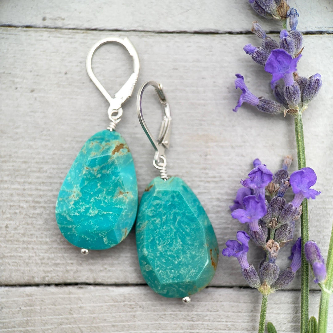 Sleeping Beauty Turquoise and Sterling Silver Earrings - SunlightSilver
