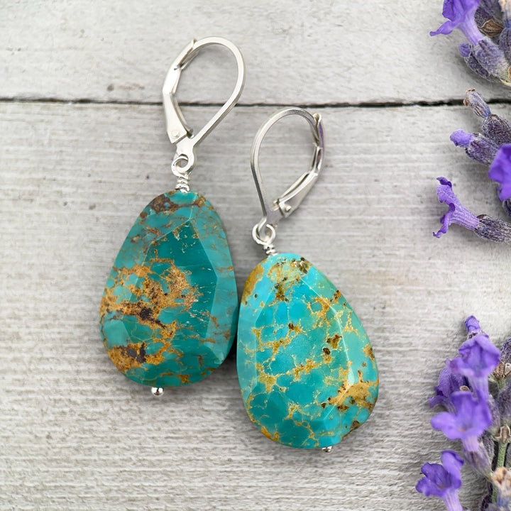 Sleeping Beauty Turquoise and Sterling Silver Earrings - SunlightSilver