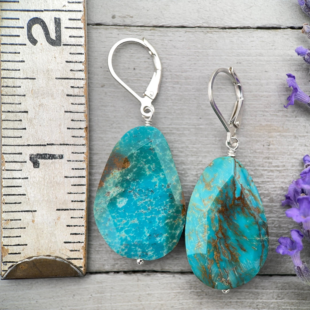 Sleeping Beauty Turquoise and Sterling Silver Earrings - SunlightSilver
