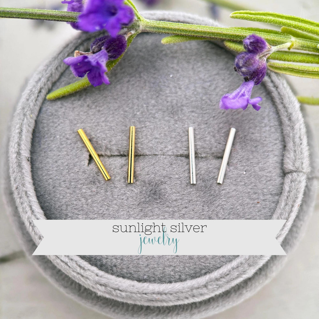 Bar Line Stud Earrings in 14K Yellow Gold Fill - SunlightSilver