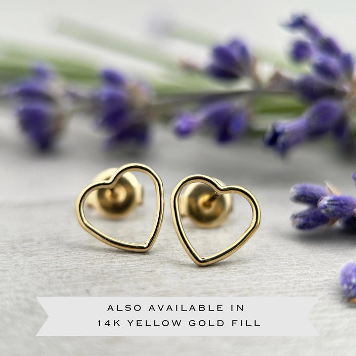 Heart Stud Earrings • Sterling Silver or Gold Filled • Minimalist Dainty Jewelry • Gift for Her - SunlightSilver