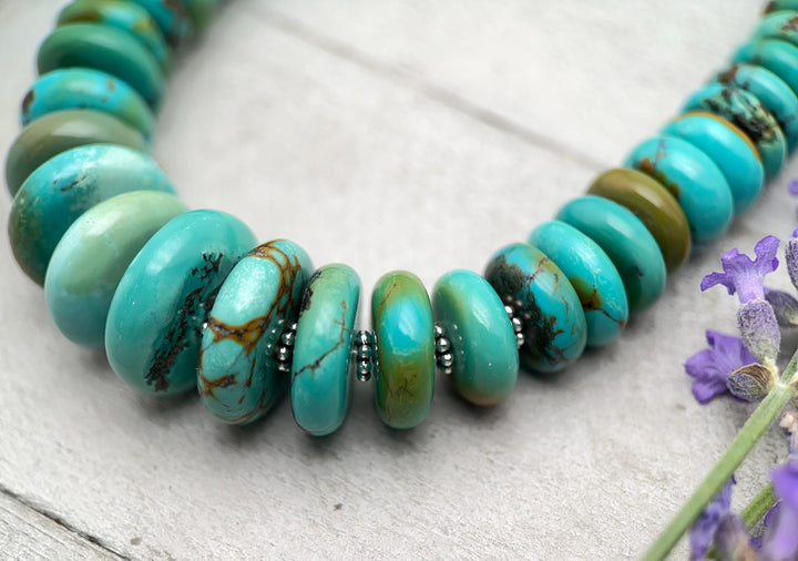 Turquoise Necklace - Graduated Multi-color Turquoise Necklace - Handmade Jewelry Gift For Her - SunlightSilver
