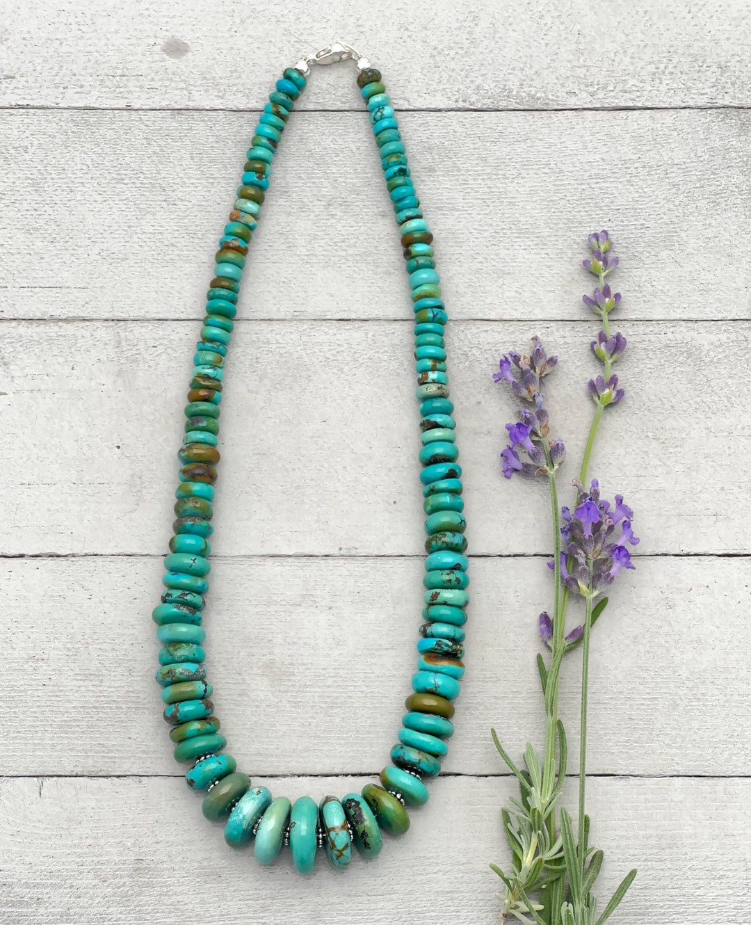 Turquoise Necklace - Graduated Multi-color Turquoise Necklace - Handmade Jewelry Gift For Her - SunlightSilver