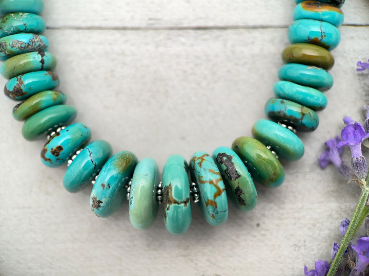 Turquoise Necklace - Graduated Multi-color Turquoise Necklace - Handmade Jewelry Gift For Her - SunlightSilver