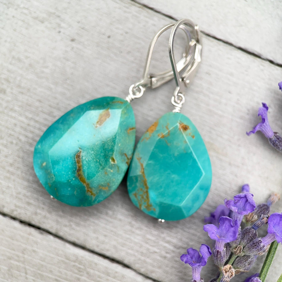Sleeping Beauty Turquoise and Sterling Silver Earrings - SunlightSilver