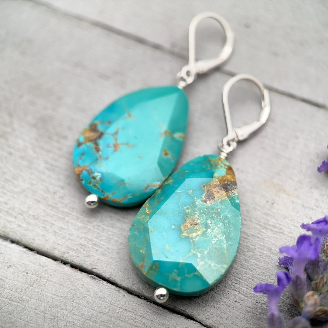Sleeping Beauty Turquoise and Sterling Silver Earrings - SunlightSilver
