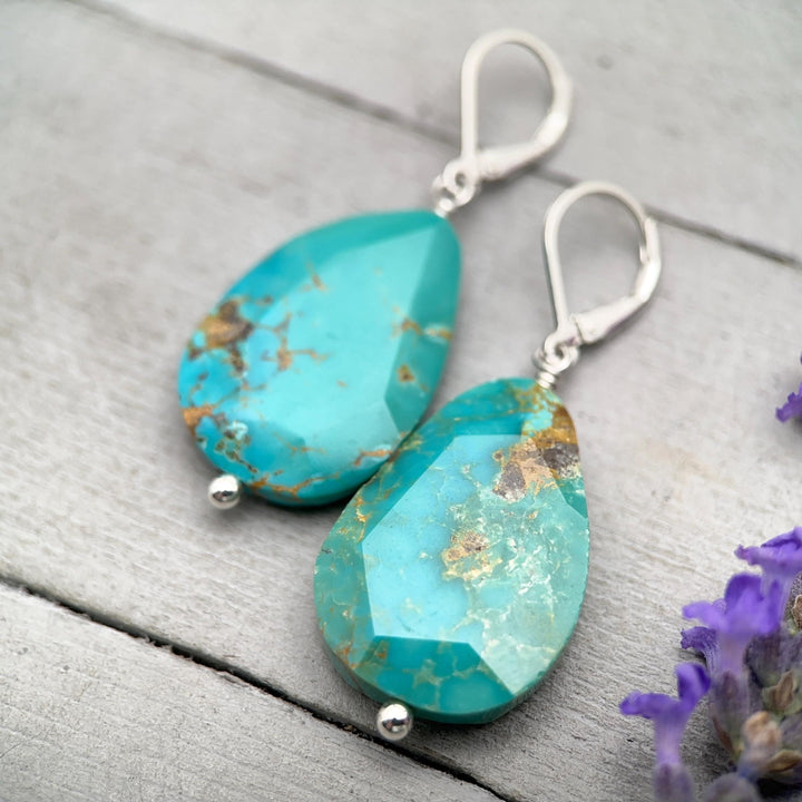 Sleeping Beauty Turquoise and Sterling Silver Earrings - SunlightSilver