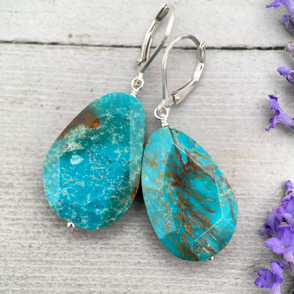 Sleeping Beauty Turquoise and Sterling Silver Earrings - SunlightSilver