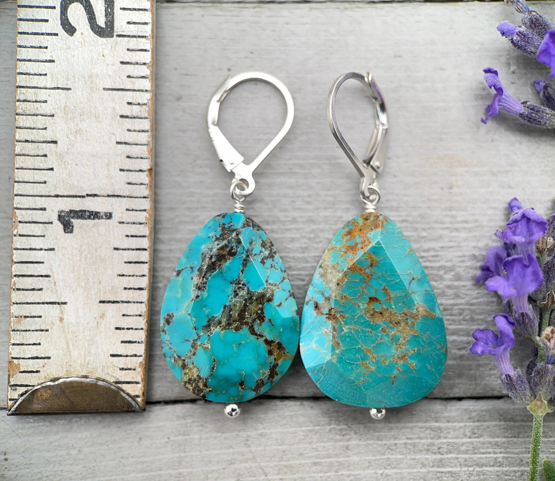 Sleeping Beauty Turquoise and Sterling Silver Earrings - SunlightSilver