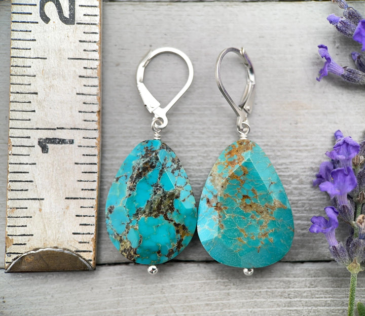 Sleeping Beauty Turquoise and Sterling Silver Earrings - SunlightSilver