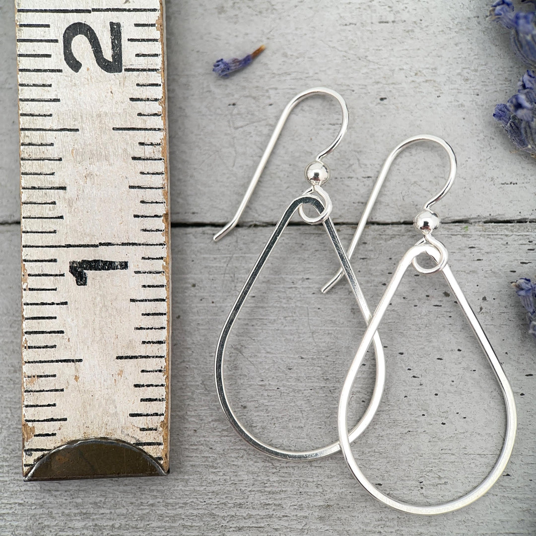 Sterling Silver Teardrop Hoop Earrings - Everyday Minimalist Lightweight Statement Earrings, Gift for Her - SunlightSilver