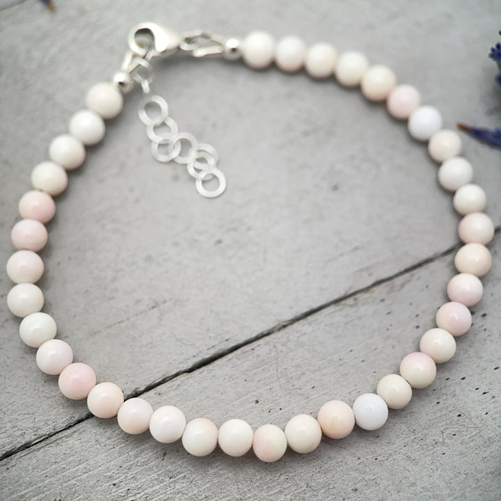 Large Pink Queen Conch Shell, Navajo Pearl, and Solid 925 Sterling Silver Necklace - SunlightSilver