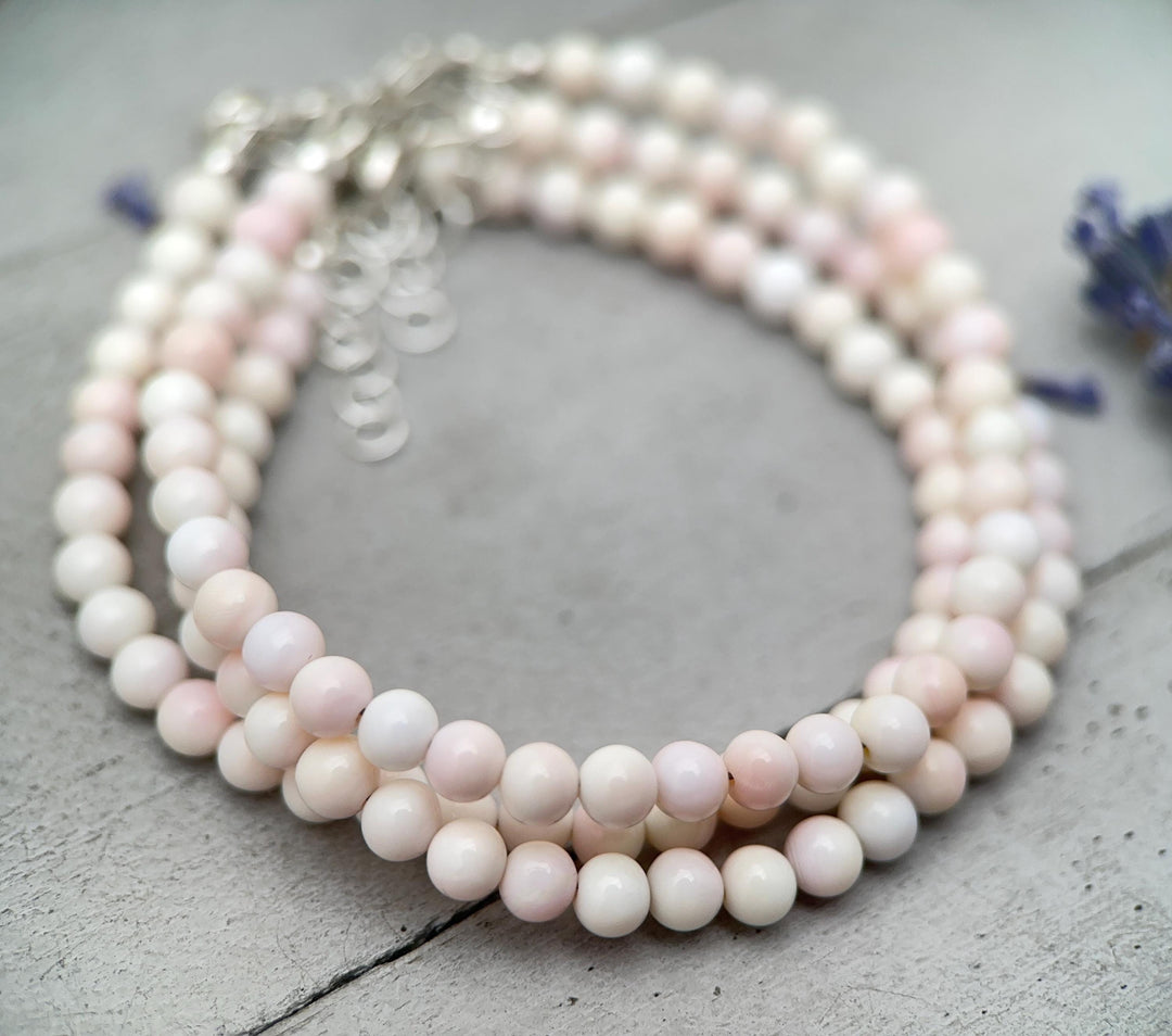 Large Pink Queen Conch Shell, Navajo Pearl, and Solid 925 Sterling Silver Necklace - SunlightSilver