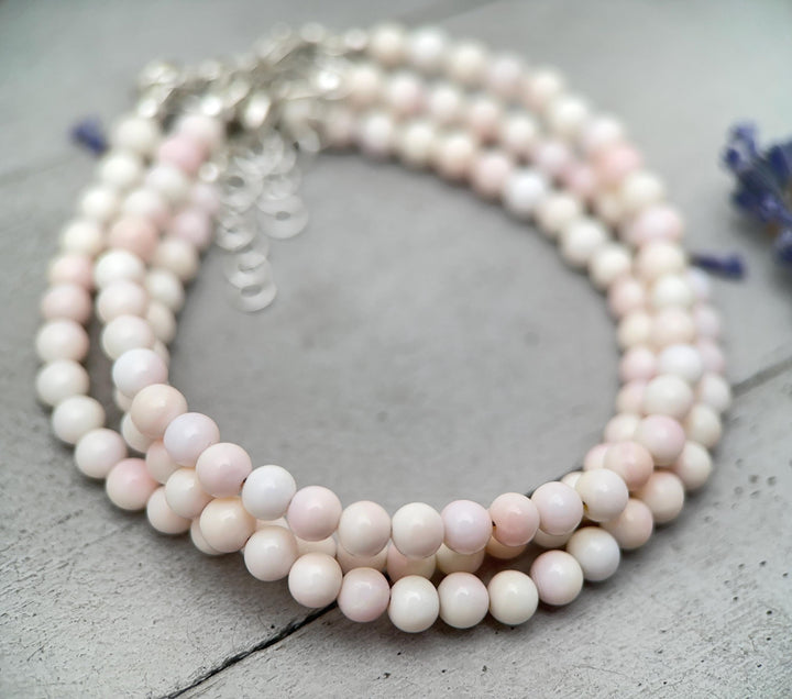 Large Pink Queen Conch Shell, Navajo Pearl, and Solid 925 Sterling Silver Necklace - SunlightSilver