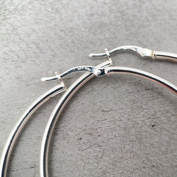 Sterling Silver Hoops - 1 Inch, Solid 925, Classic Minimalist Everyday Earrings - SunlightSilver