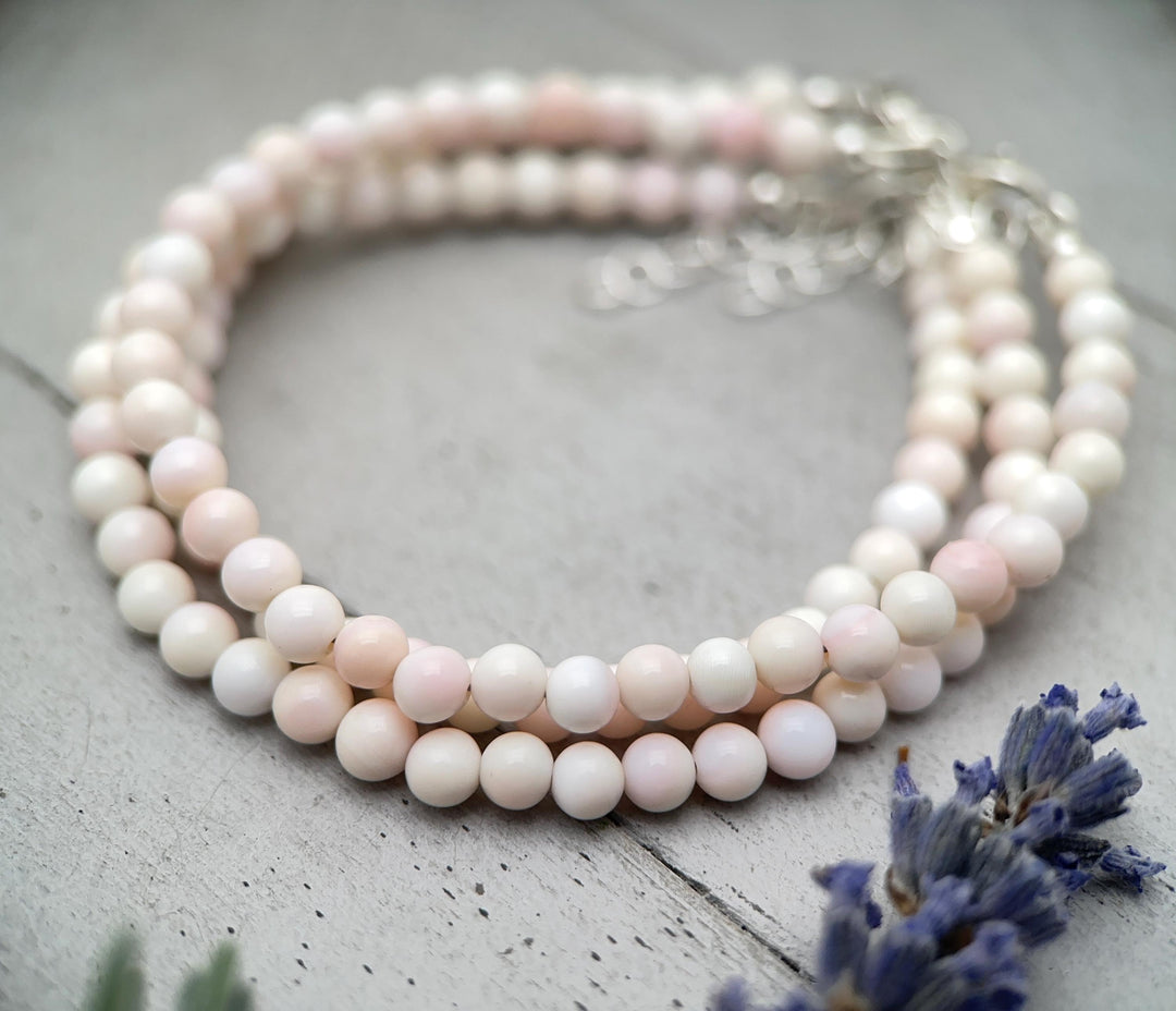 Large Pink Queen Conch Shell, Navajo Pearl, and Solid 925 Sterling Silver Necklace - SunlightSilver