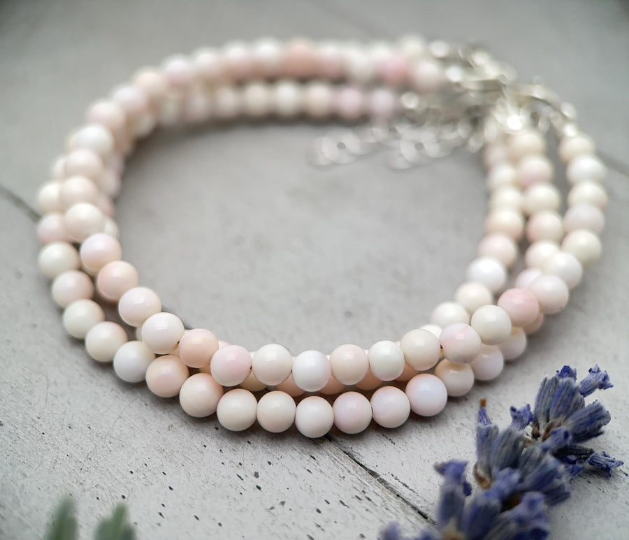 Large Pink Queen Conch Shell, Navajo Pearl, and Solid 925 Sterling Silver Necklace - SunlightSilver