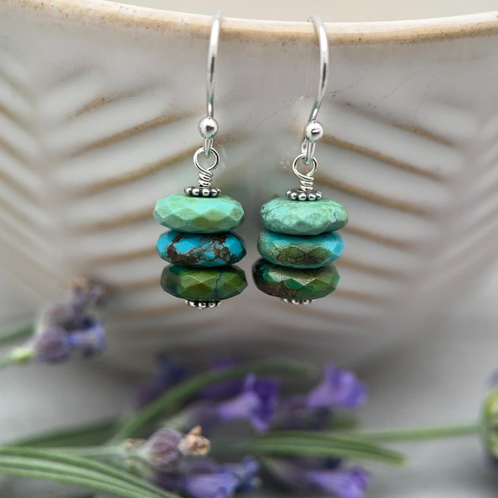 Natural Turquoise Earrings | Sterling Silver | December Birthstone | Handmade in the USA - SunlightSilver