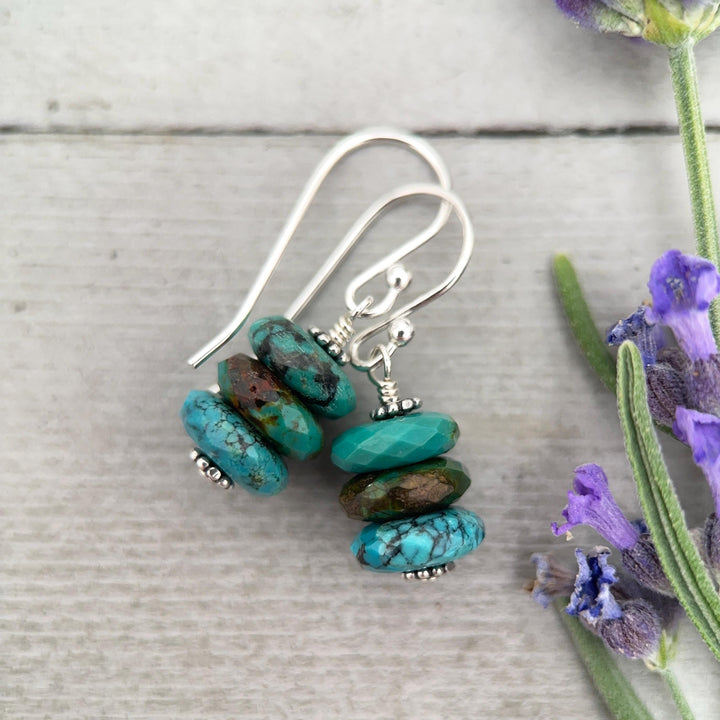 Natural Turquoise Earrings | Sterling Silver | December Birthstone | Handmade in the USA - SunlightSilver