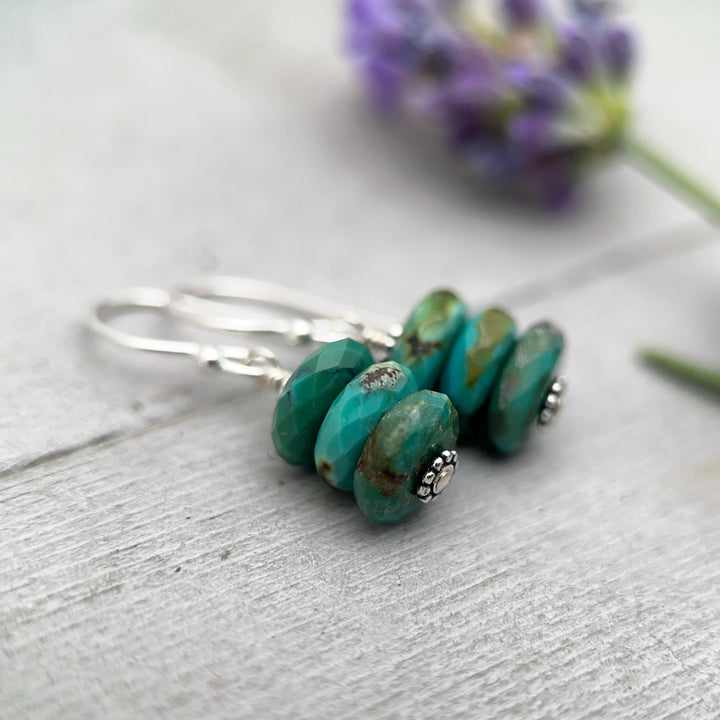 Natural Turquoise Earrings | Sterling Silver | December Birthstone | Handmade in the USA - SunlightSilver