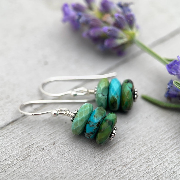 Natural Turquoise Earrings | Sterling Silver | December Birthstone | Handmade in the USA - SunlightSilver