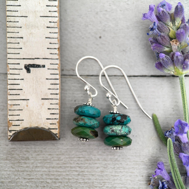 Natural Turquoise Earrings | Sterling Silver | December Birthstone | Handmade in the USA - SunlightSilver